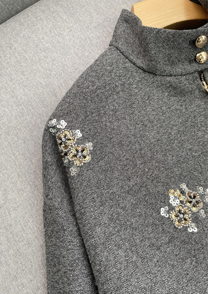 Classic Chic Embellished Sequin Wool Knit Set