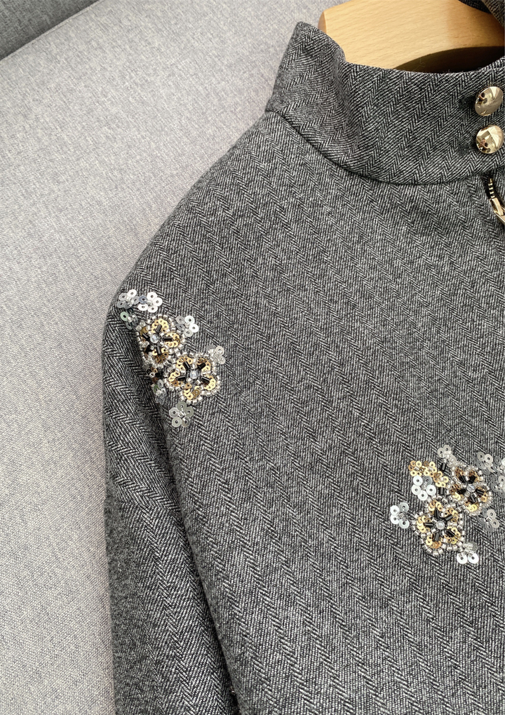 Classic Chic Embellished Sequin Wool Knit Set