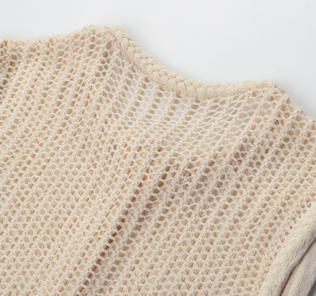 Rosette Crochet Knit Skirt Set