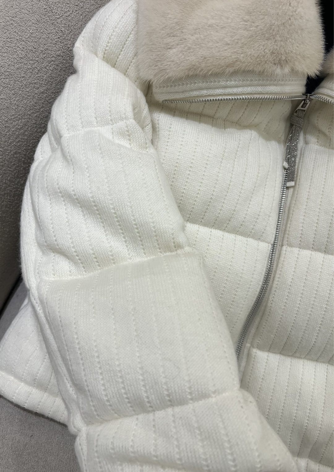 Lilia Warm Goose Down Wool Mink Fur Jacket