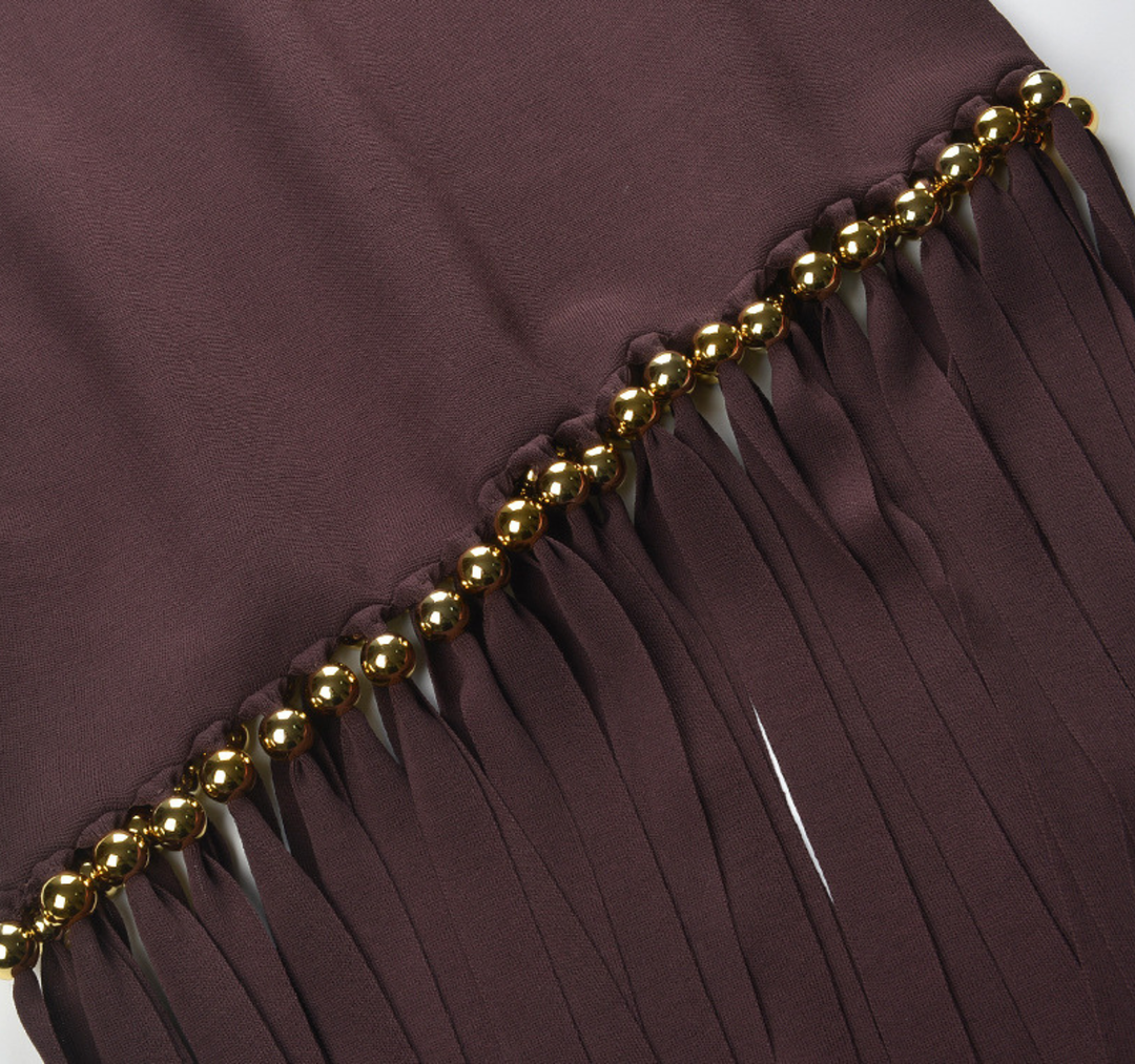 Espresso Fringe Bodycon Maxi Dress