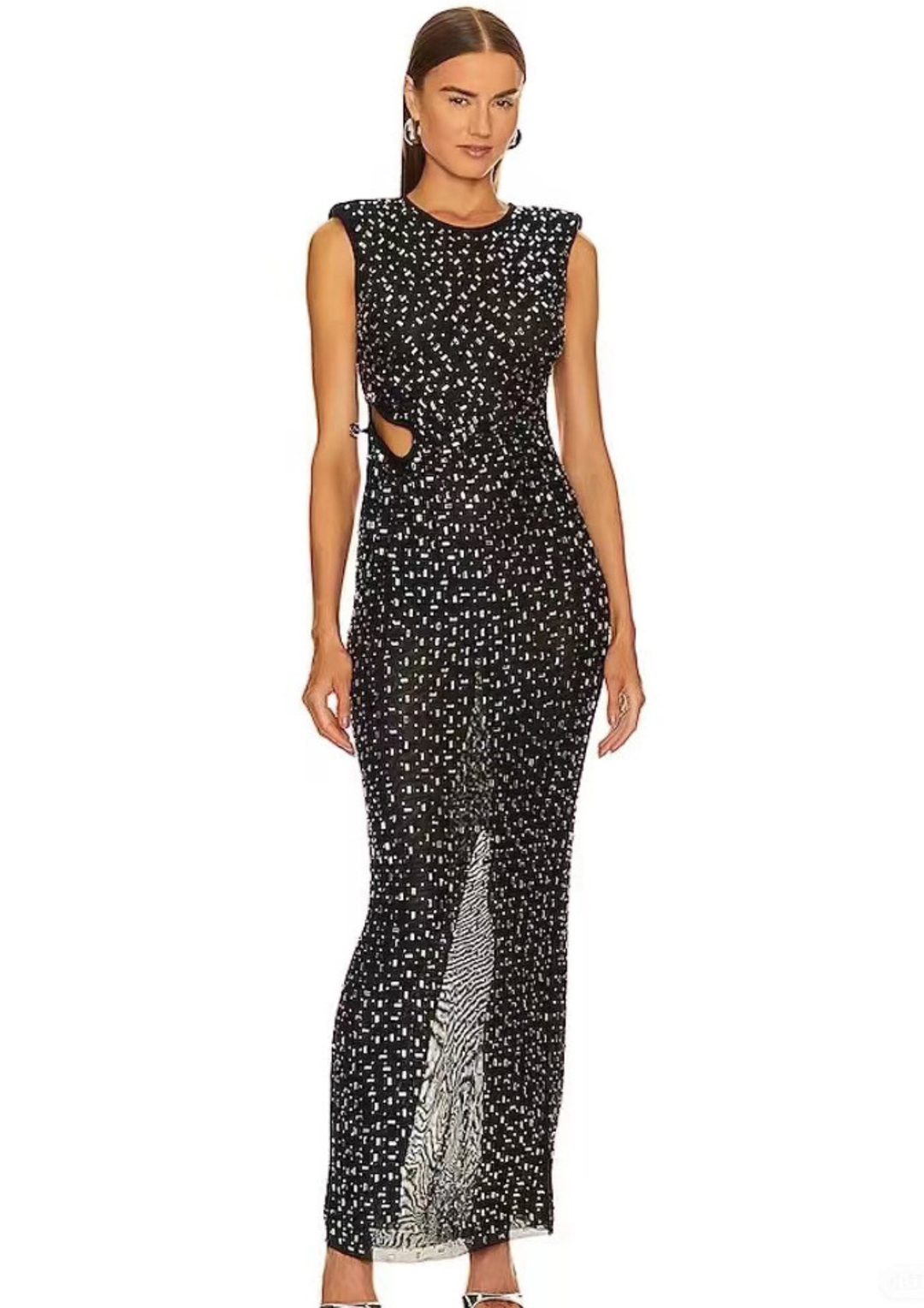 Midnight Crystal Cutout Maxi Dress