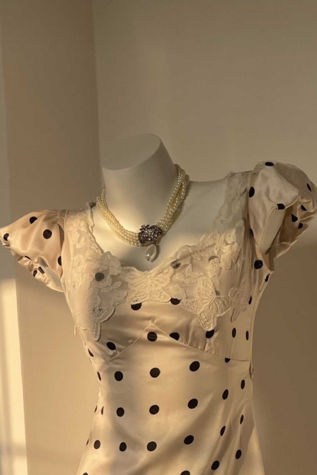 Amélie Vintage Polka Dot Lace Maxi Dress