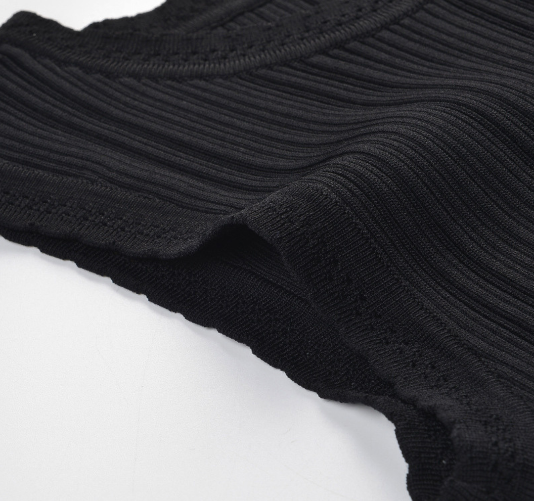 Ribbed Knit Flounce Hem Mini Dress