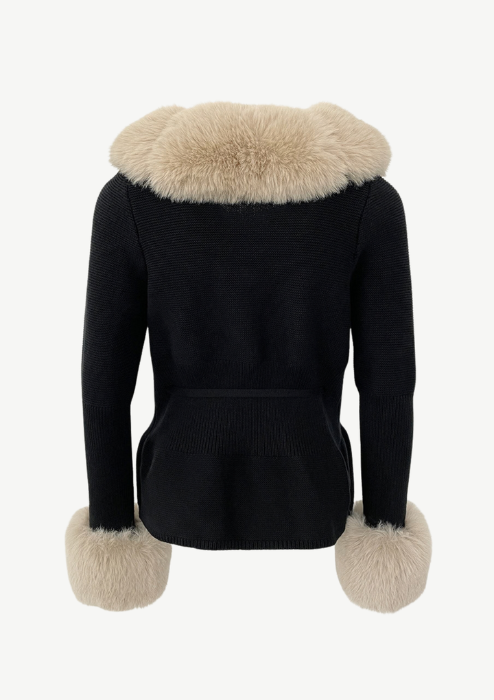 Elara Fur Trim Knit Cardigan