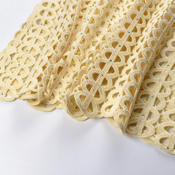 Sunlit Rhinestone Hollow Knit Maxi Dress