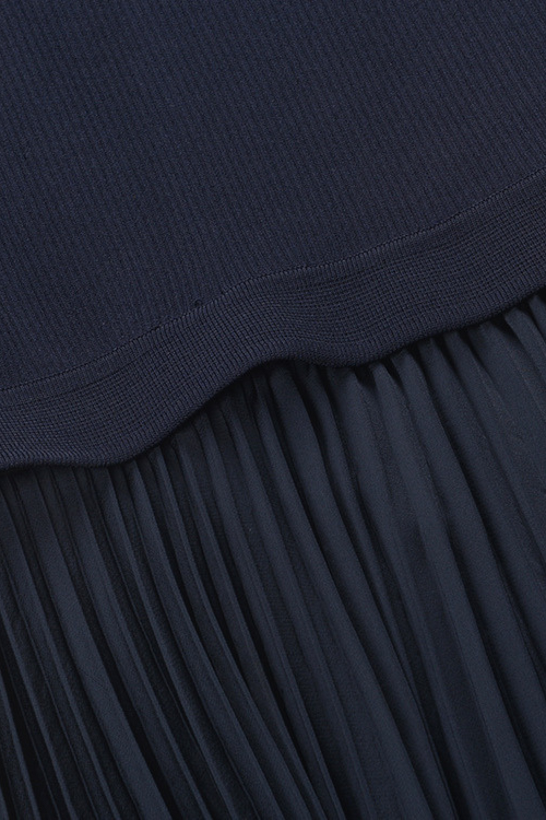Lily – Navy Luxe Polo Collar Pleated Knit Mini Dress
