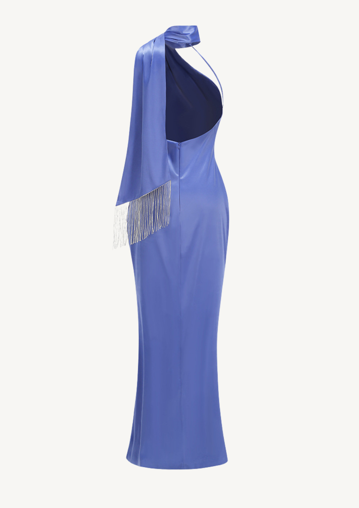 Elegant Satin Halter Maxi Dress