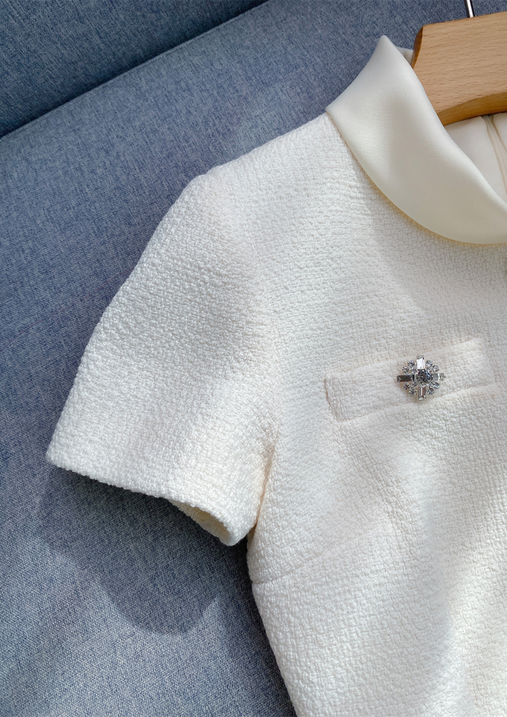 Tweed Elegance Mesh Knit Maxi Dress