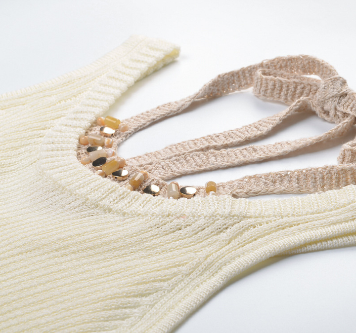 Beaded Halter Knit Tank Top