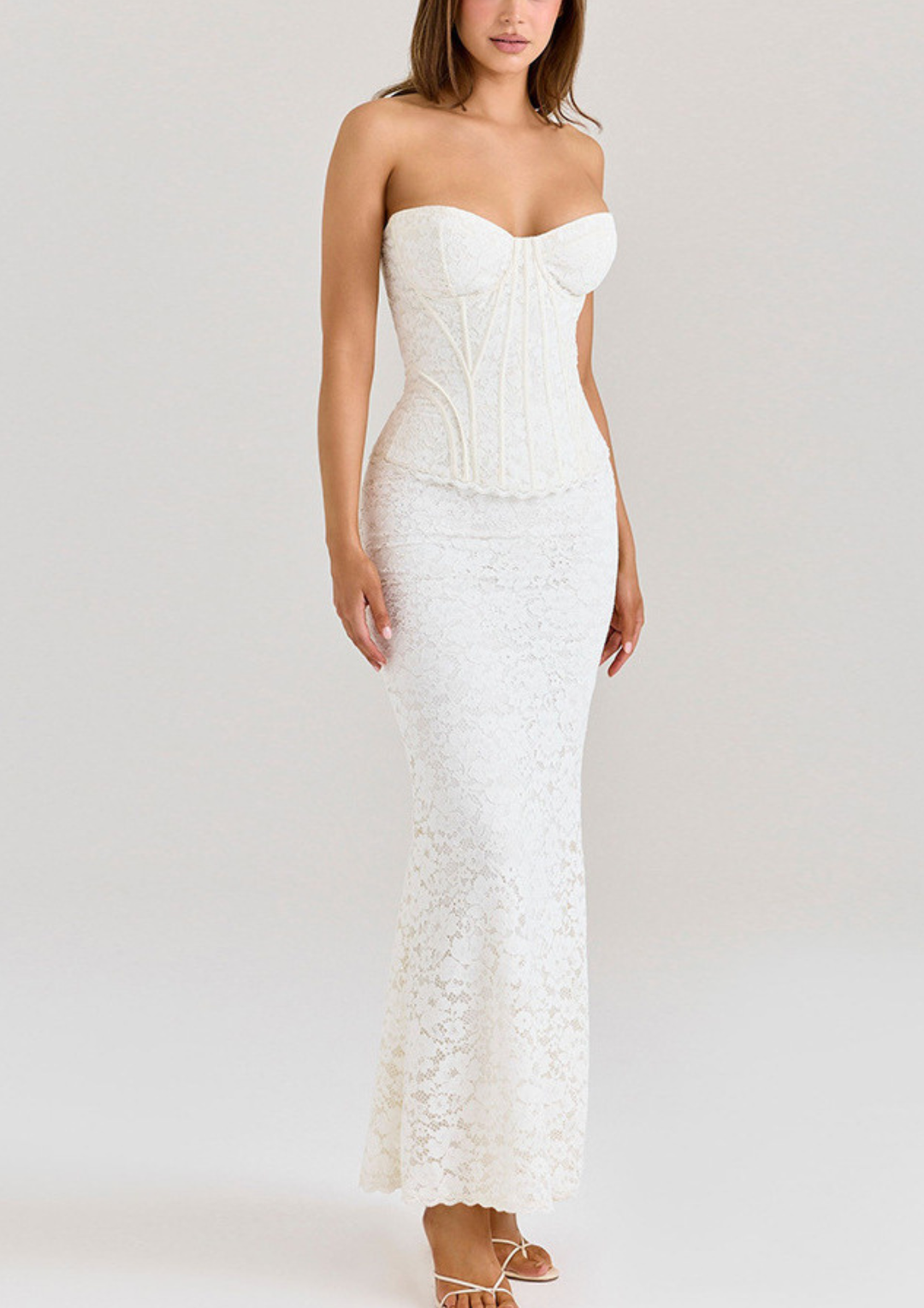 Ivory Lace Corset Maxi Dress