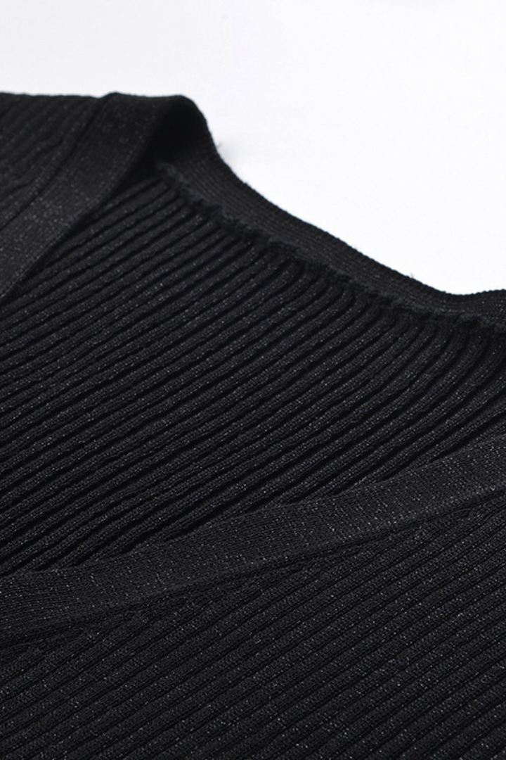 Classic Gleam V Neck Gold Button  Flared SleevesTop