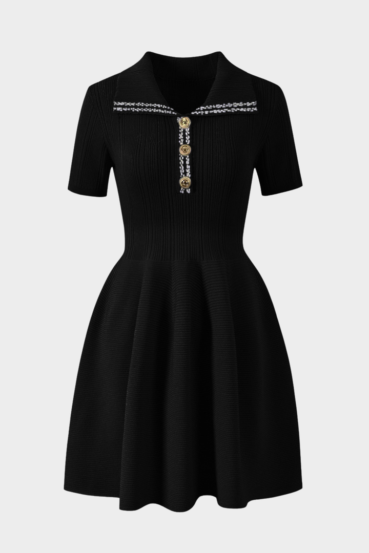 Elegance Viscose knit Flared Mini Dress