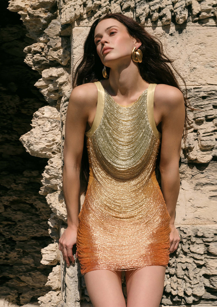 Luxe Fringe Halter Mini Dress