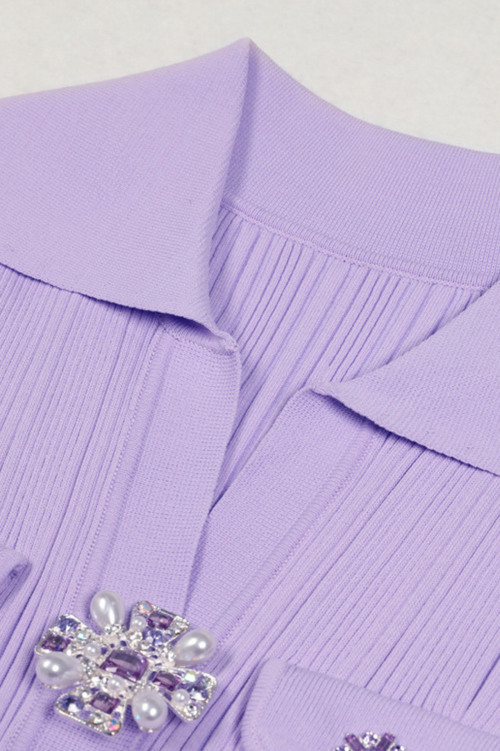 Elegant Gem Viscose Knit Maxi Dress - Long Sleeve