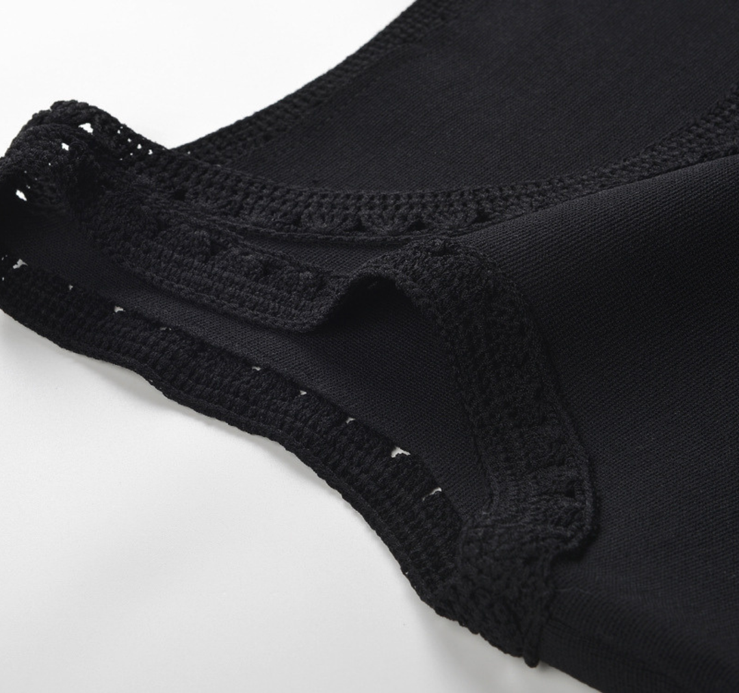 Noir Fringe Knit Maxi Dress
