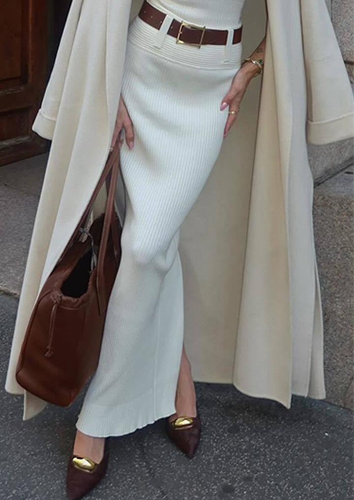 Éliana Wool Knit Polo Bodysuit & Skirt Set