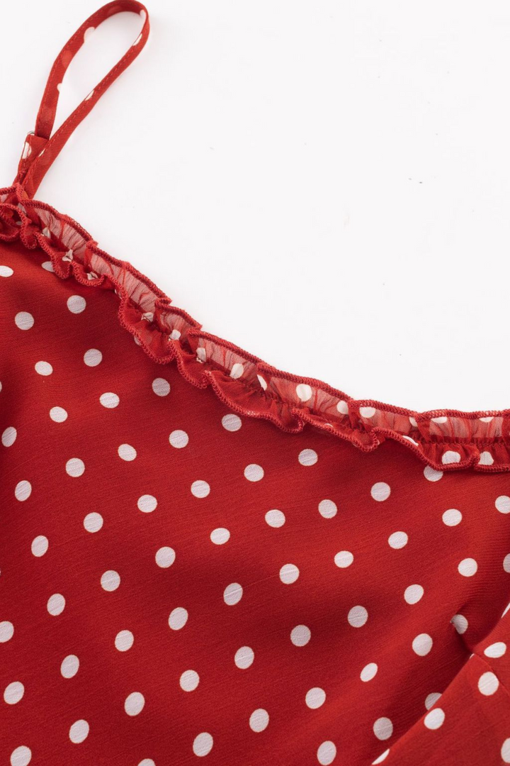 Polka Dot Charm Maxi Dress In Red