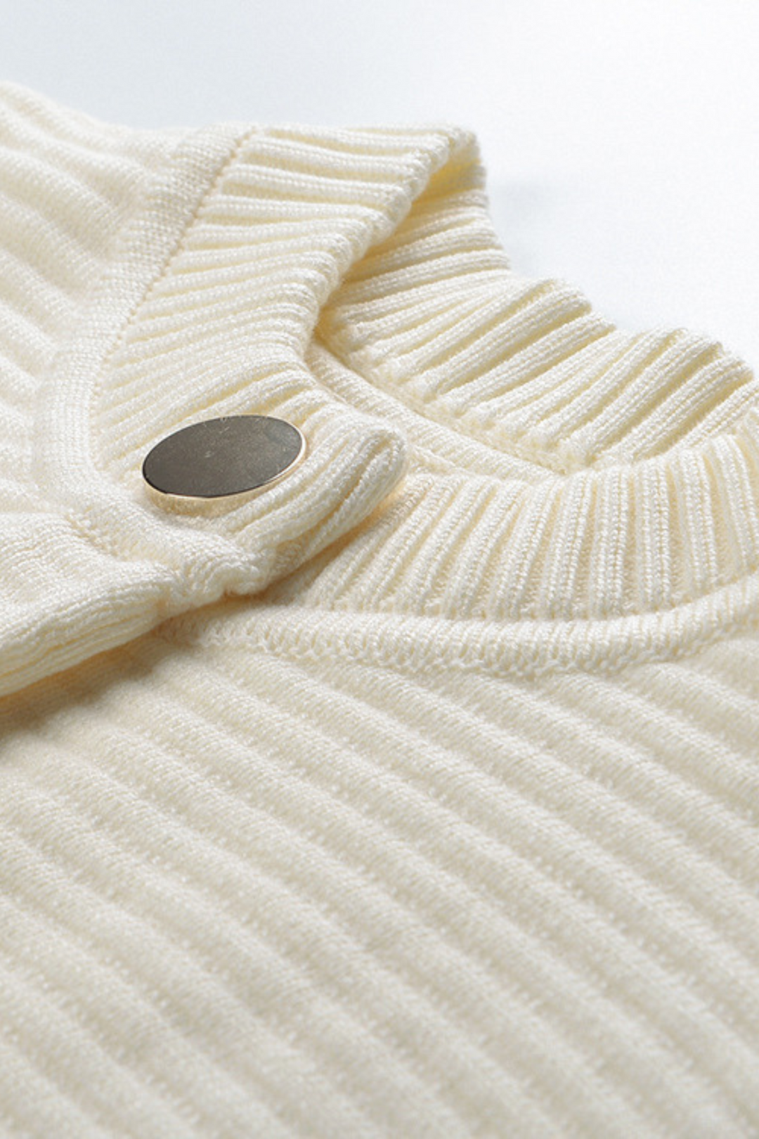 Round Neck Striped Buttoned Knit Wool Cardigan