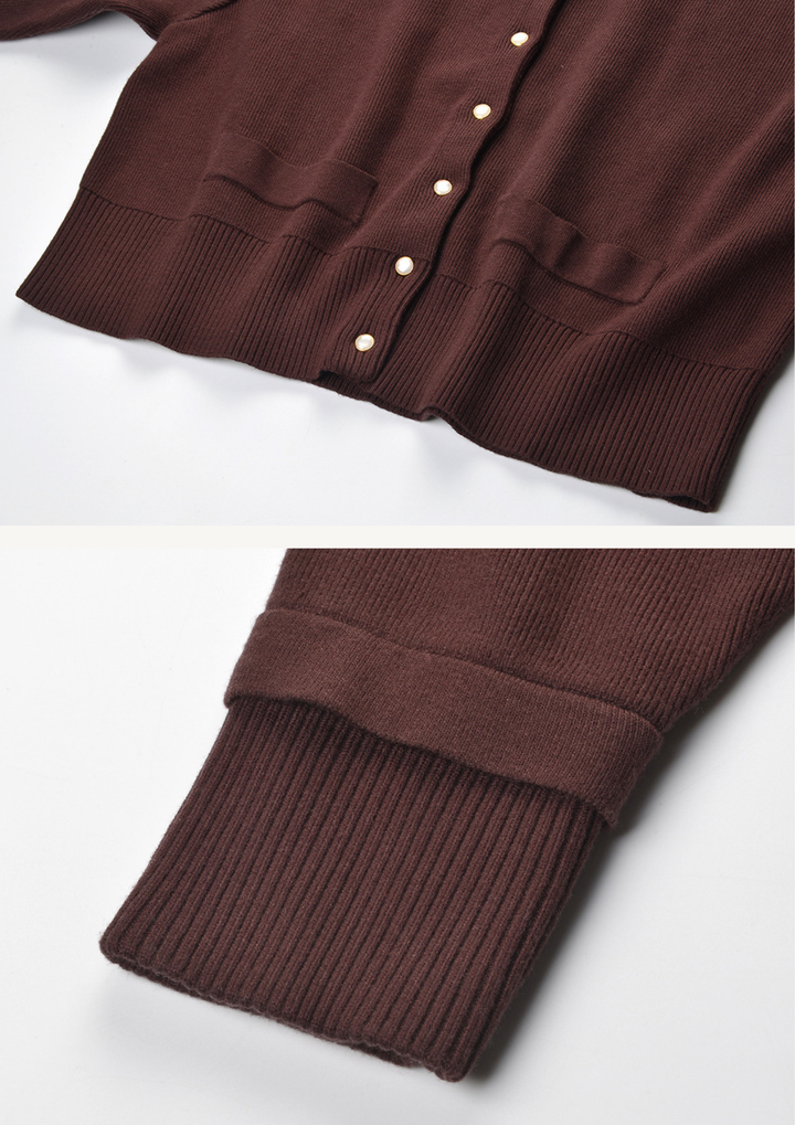 Brown Contrast Collar Knit Top