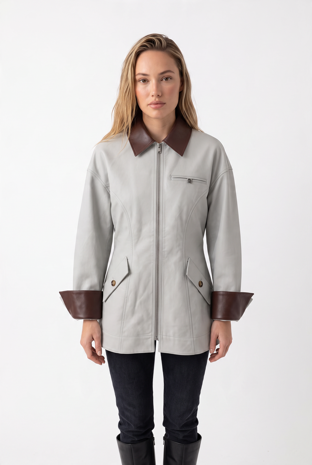 Valencia Leather Trim Zip Jacket