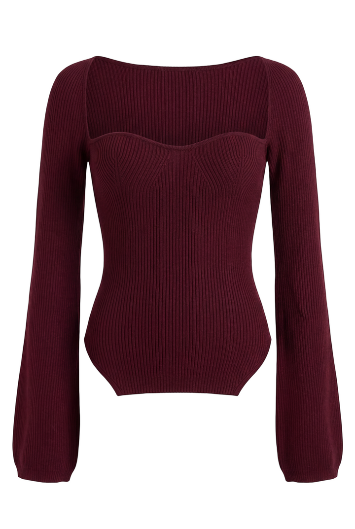 Curved Hem Slim Fit Essential Sweater Top