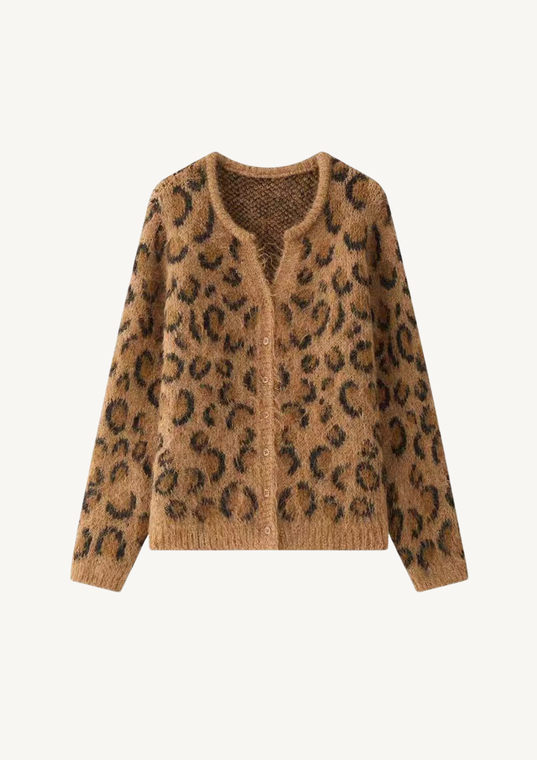 Daphne Fuzzy Leopard Knit Cardigan
