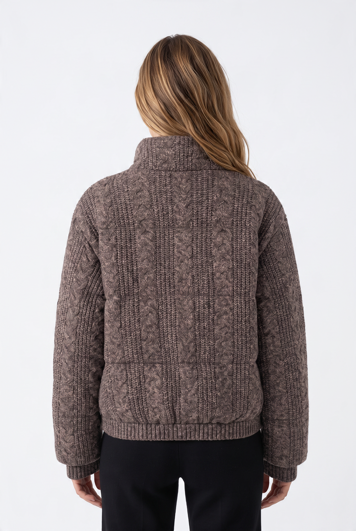 Cotton Padded Knit Zip Up Jacket