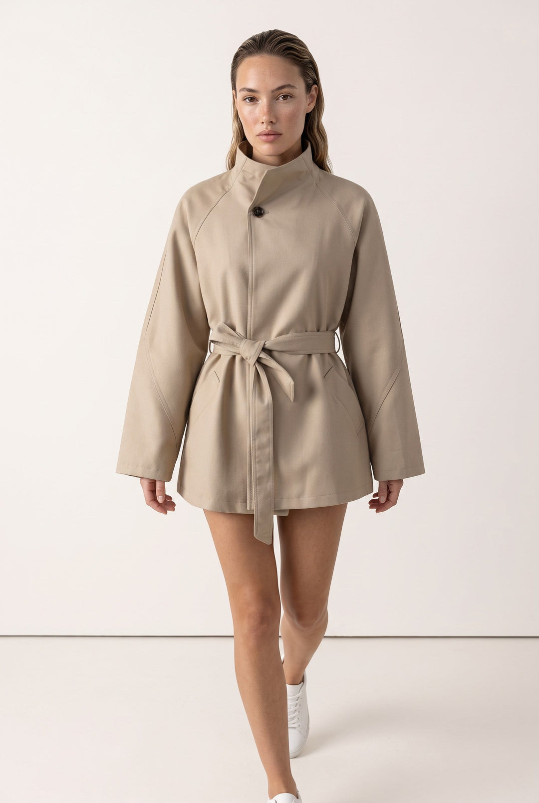 Aurelia Belted High-Neck Jacket