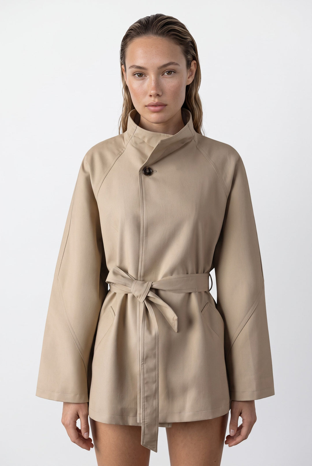 Aurelia Belted High-Neck Jacket