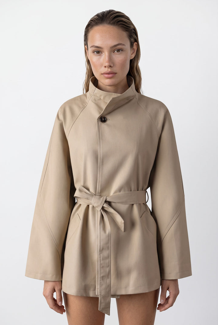 Aurelia Belted High-Neck Jacket