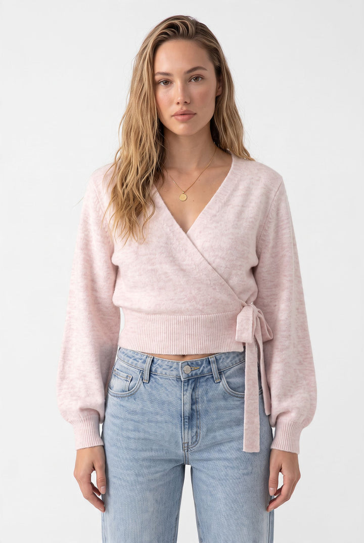 Valeria Elegant Wrap Knit Top