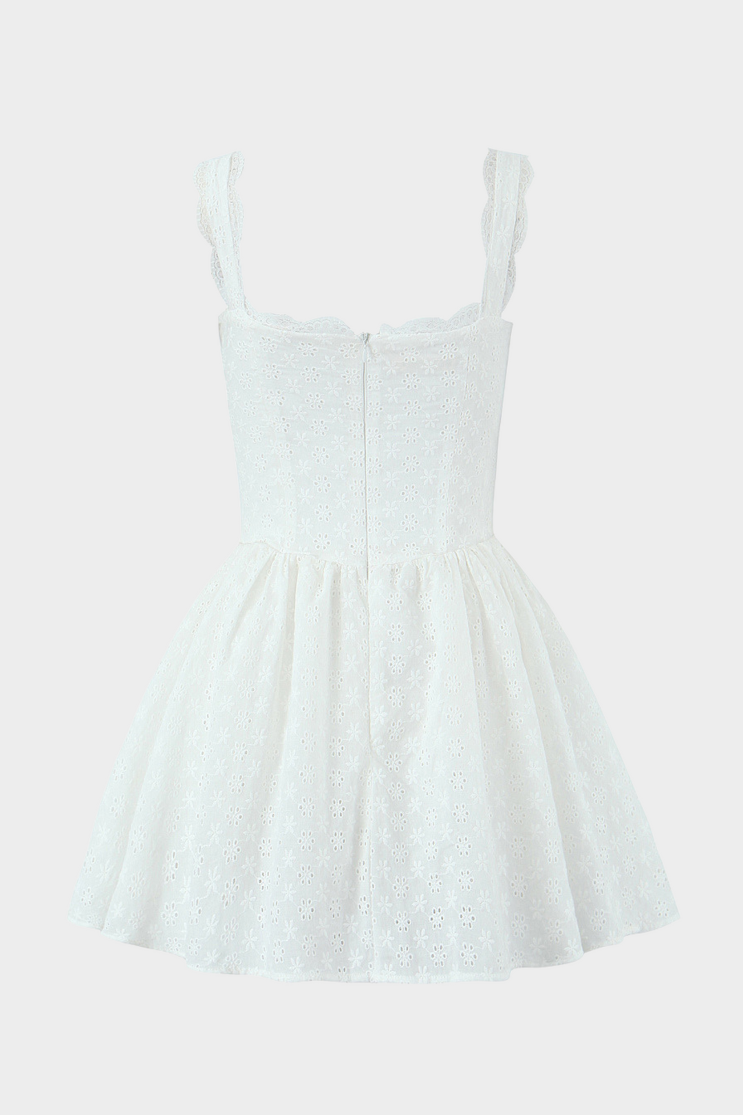 Lily White Embroidered Lace Straps Cute Mini Dress