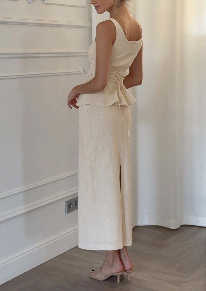 Melow Tailored Cotton Maxi Set - Off White