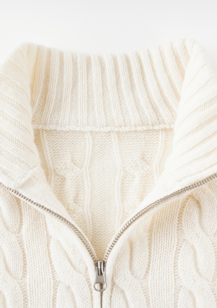 Half Zip Cable Knit Sweater