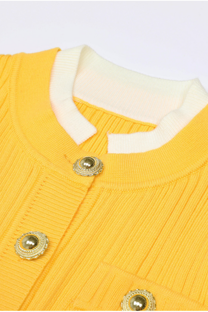 Majestic Knit Contrast Cuffs Sculpted Waist  Maxi Dress