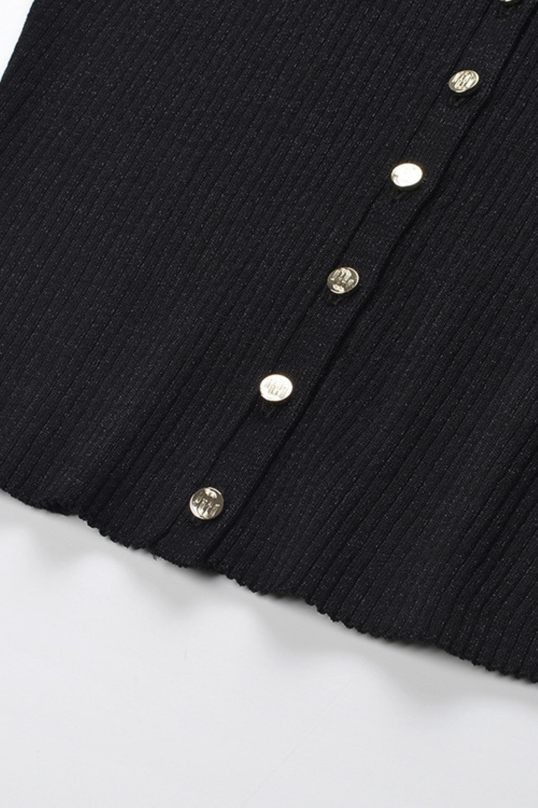 Classic Gleam V Neck Gold Button  Flared SleevesTop