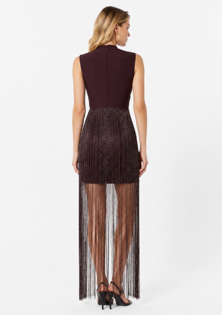 Celeste Shimmer Fringe Gown