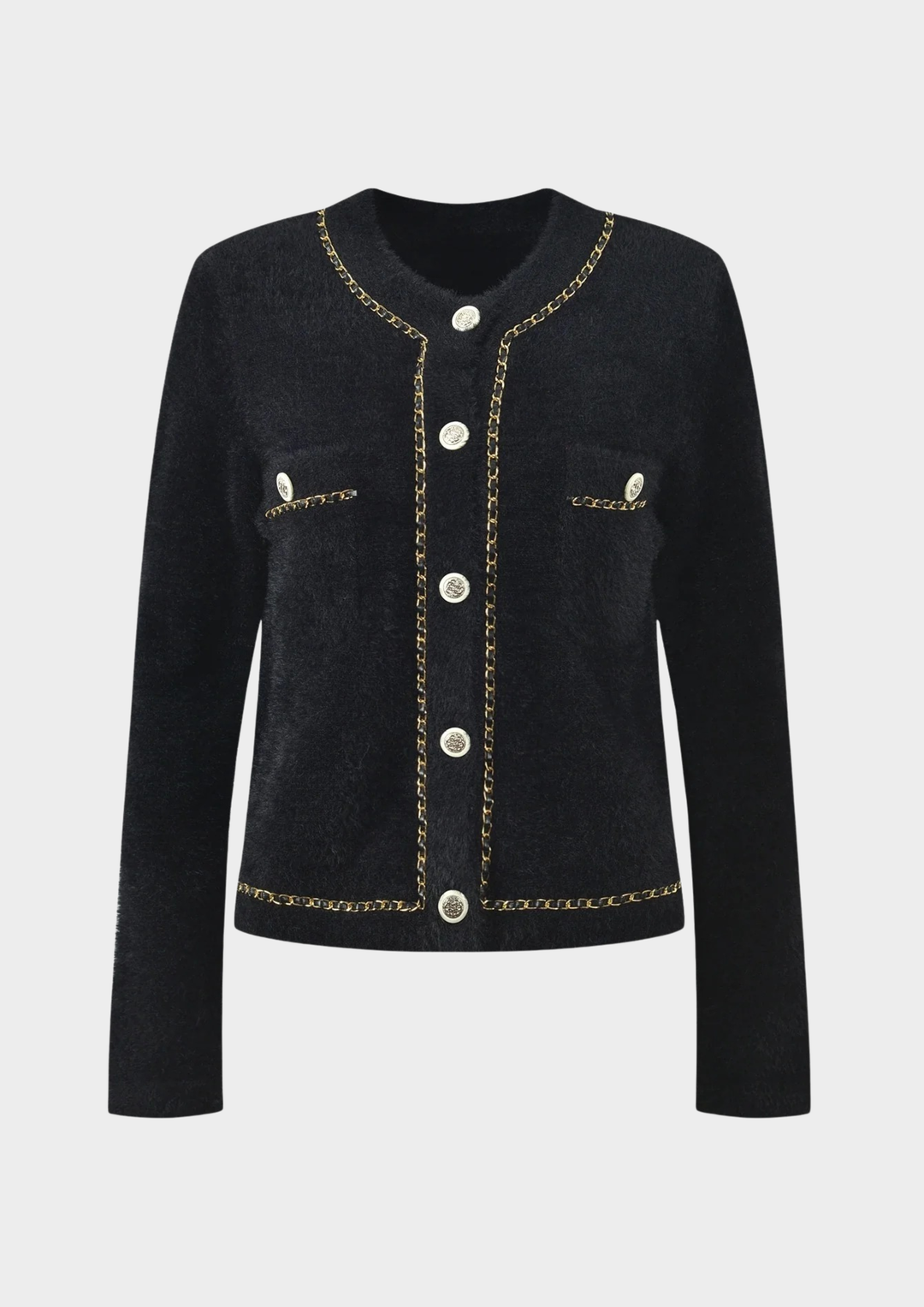 Chain Trim Soft Knit Cardigan Top