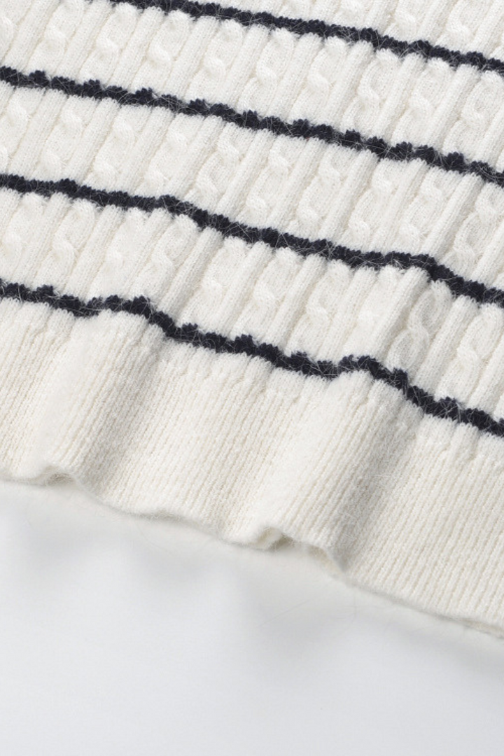 Pearl Striped Jacquard Knit Sweater Top