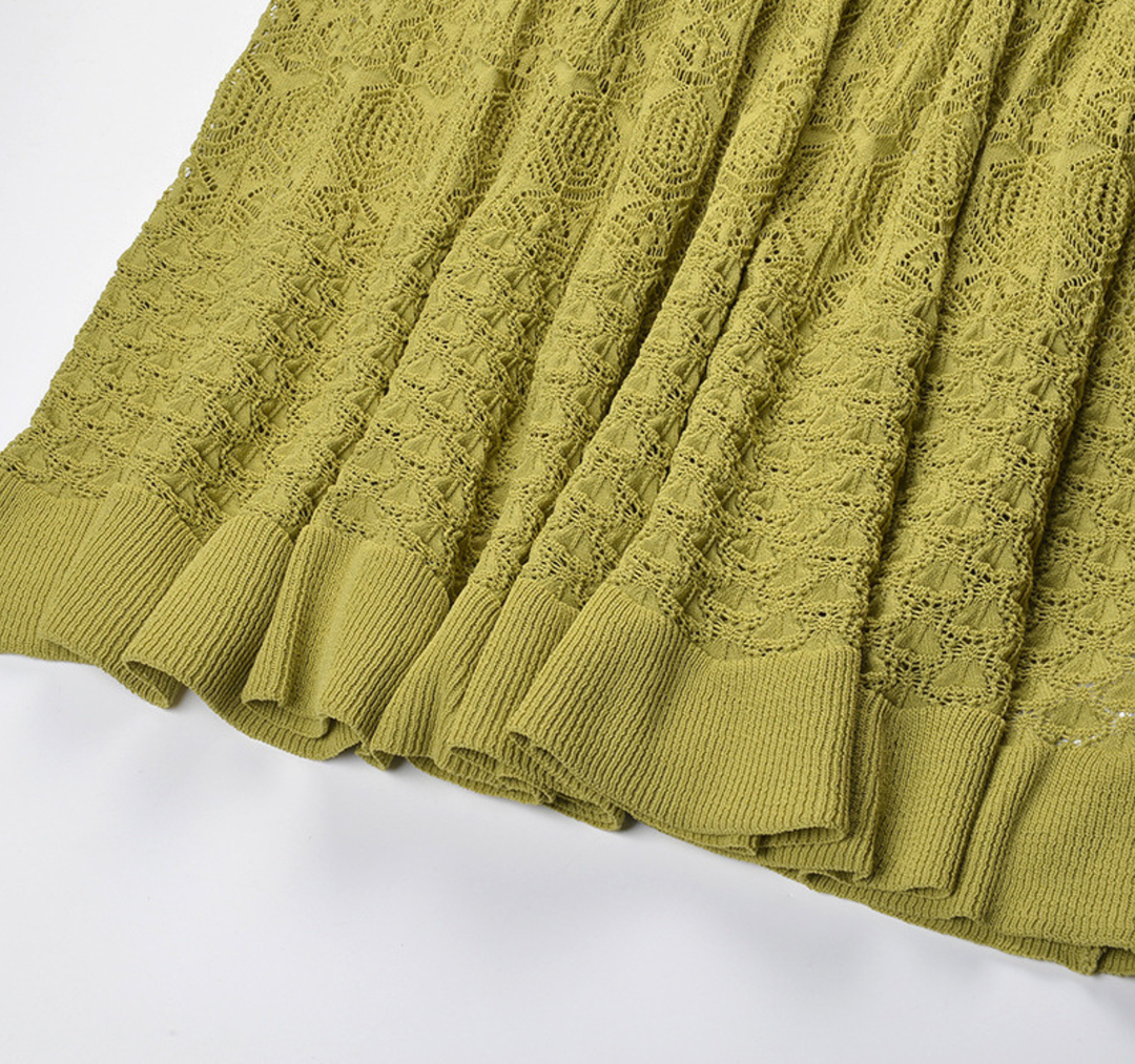 Olive Ruffle Knit Maxi Dress