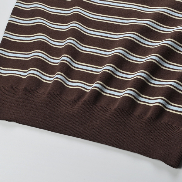 Espresso Stripe Knit Polo Top