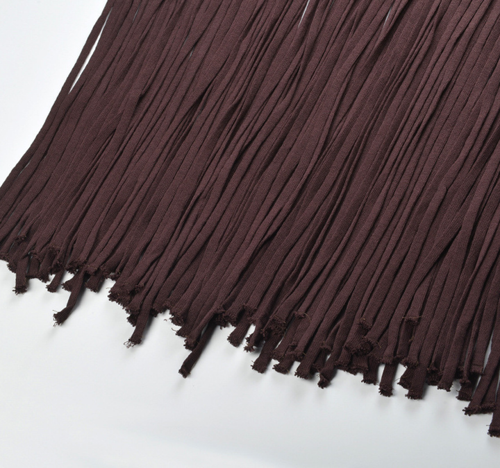 Mocha Pearl Fringe Maxi Dress