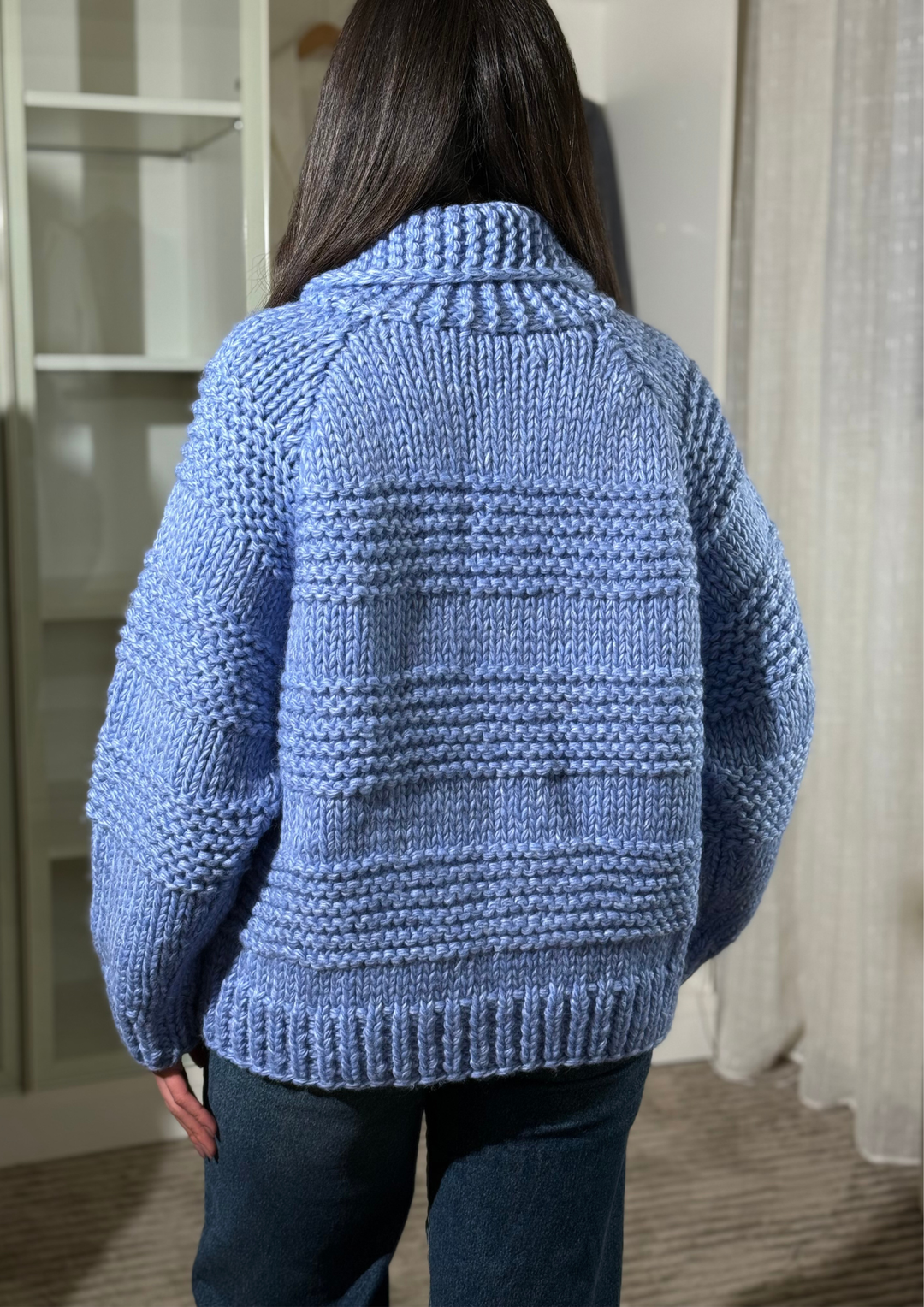 Chunky Wavy Knit Zipper Cozy Jacket