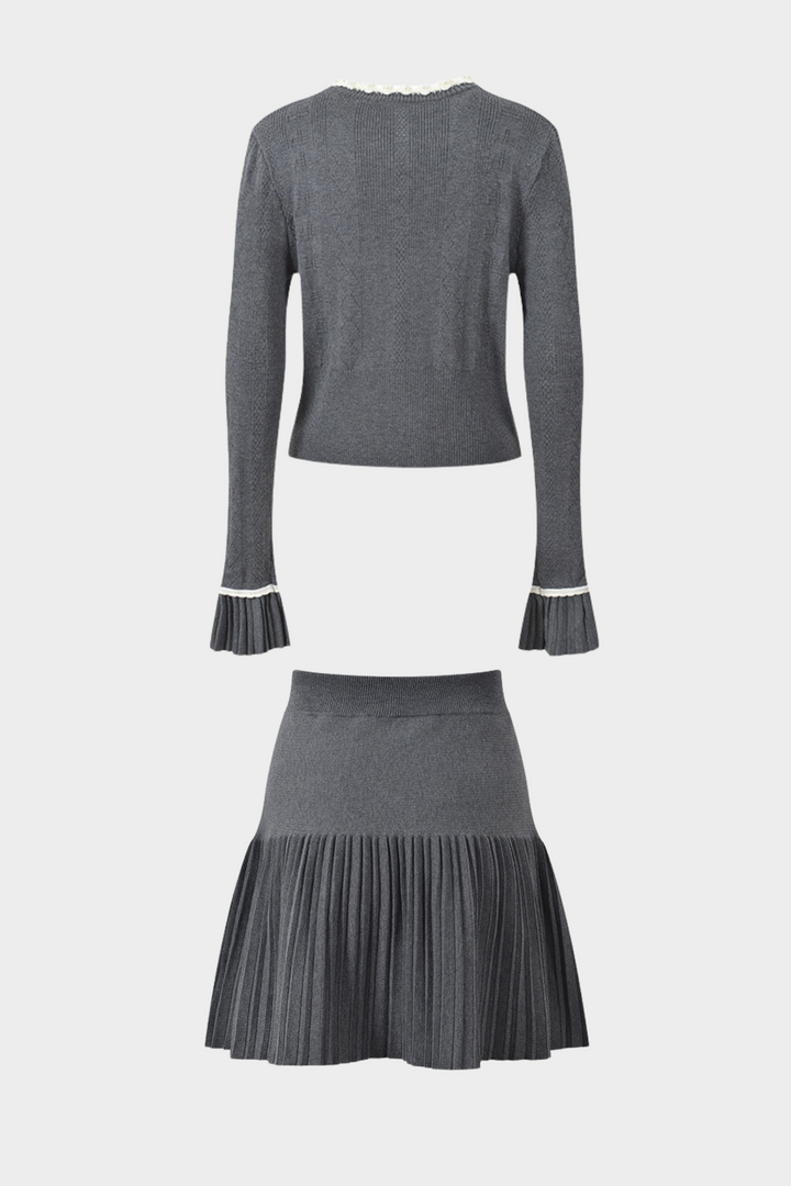 Grey Floral Pearl Knit Camisole Top