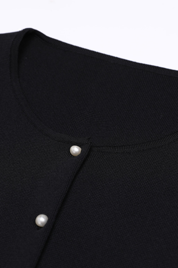 Pearl Trim Knit Jacket Top