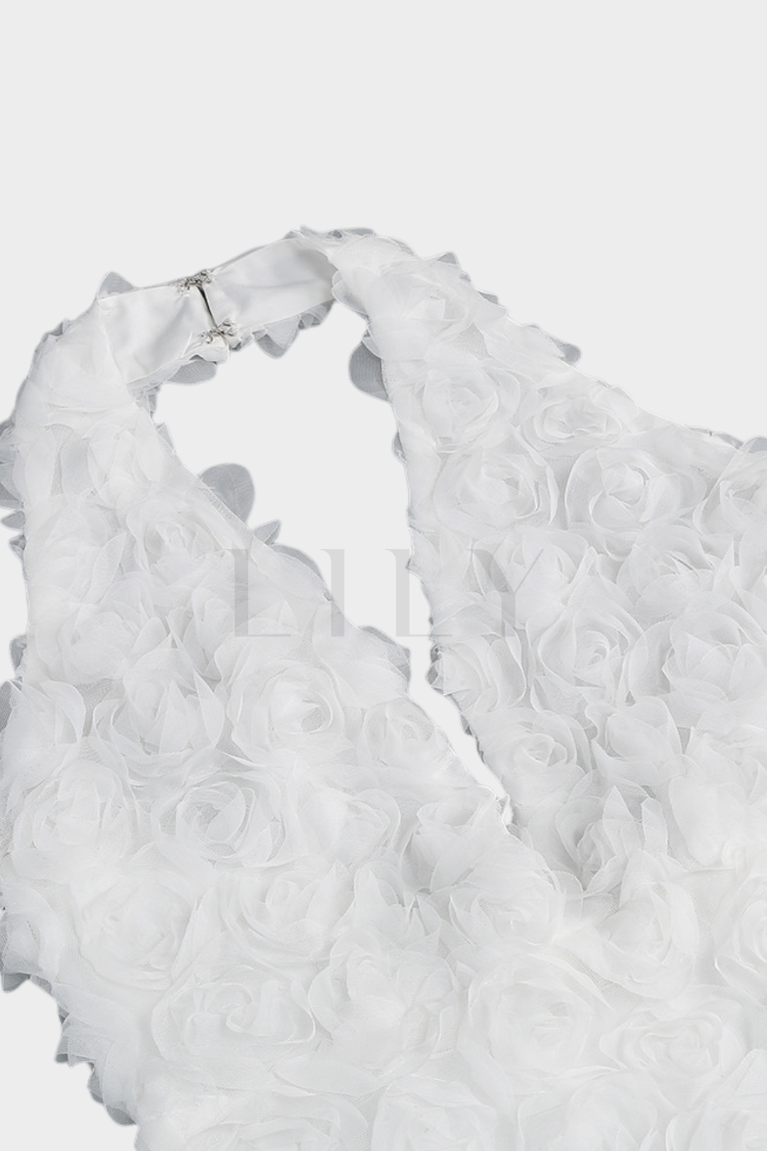 Vienna White Rose Floral Backless Fishtail Maxi Dress