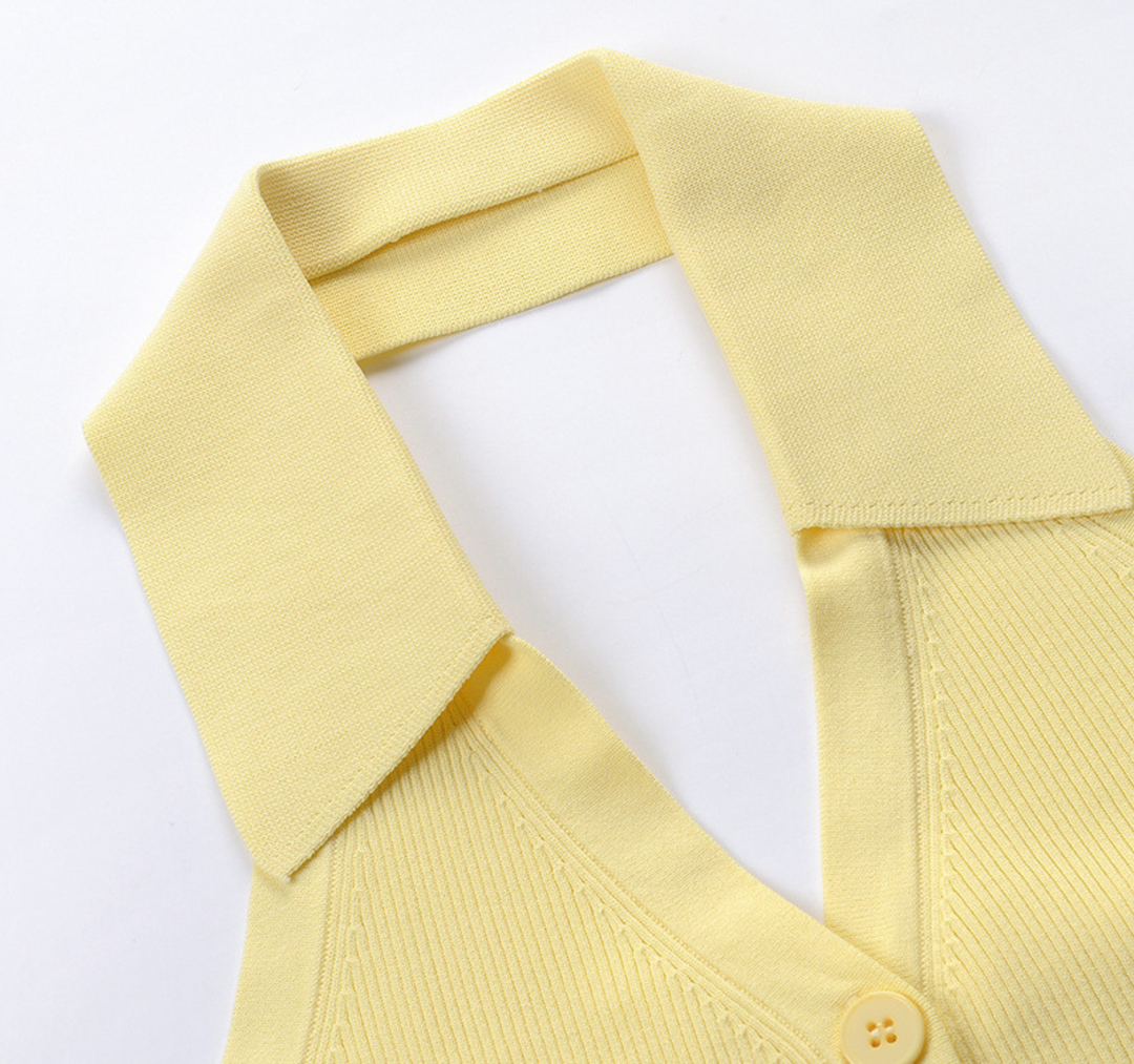 Lemon Halter Ice Knit Top