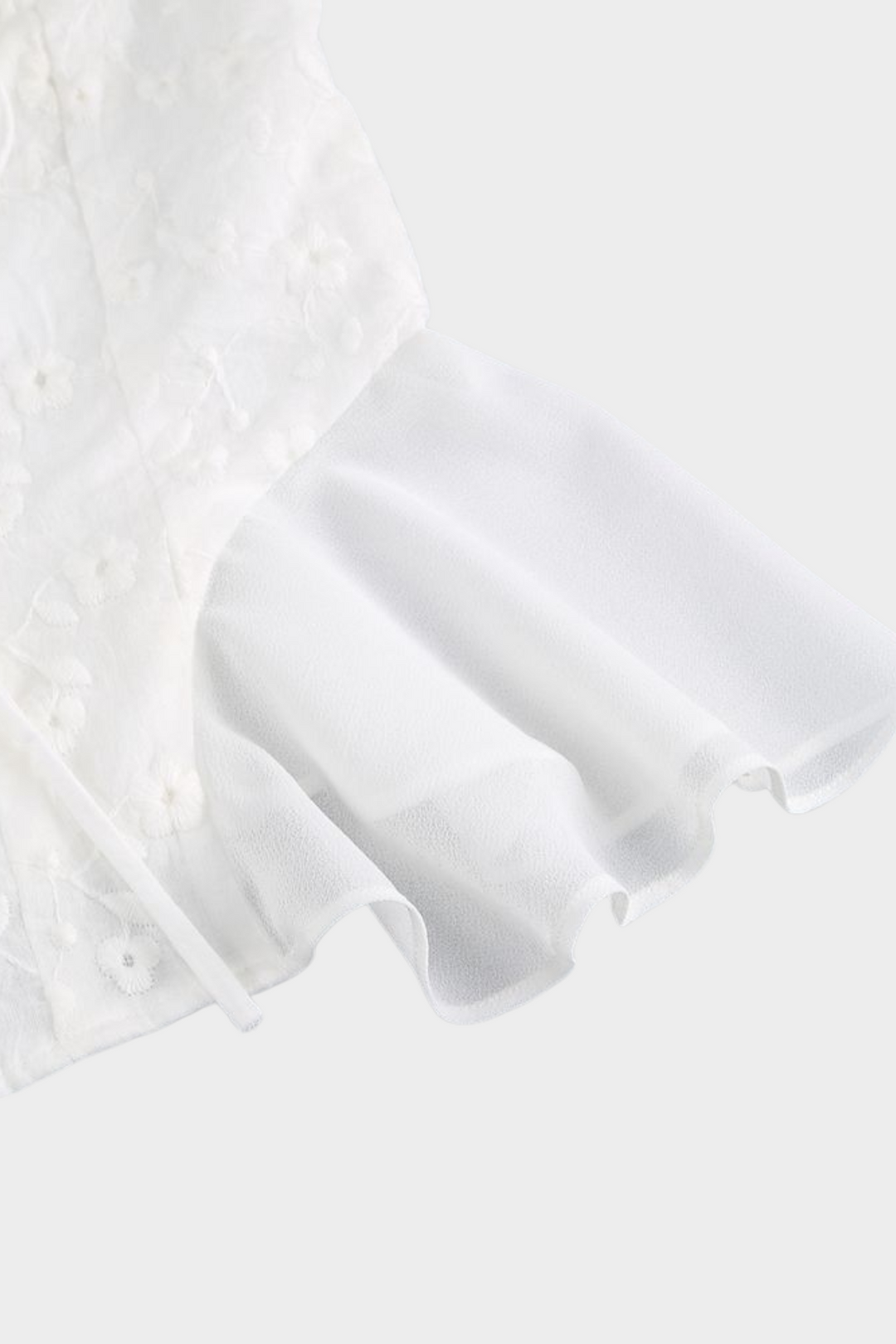 Ivory Bloom Peplum Embroidered Mesh Maxi Skirt Set