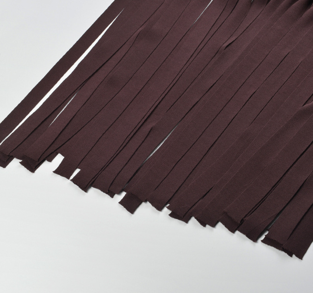 Espresso Fringe Bodycon Maxi Dress
